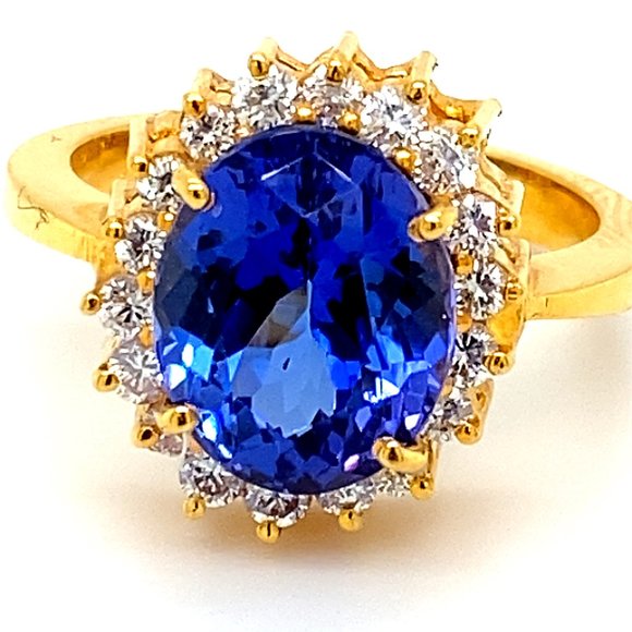 Certified Tanzanite 5.01ct Diamonds 22K Gold Ring - Picture 7 of 10